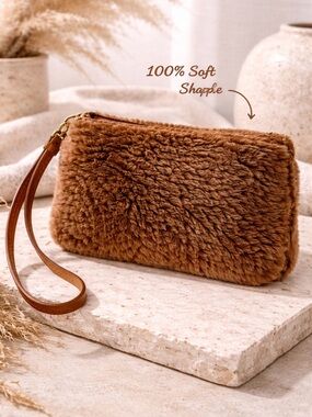 Patricia Nash Piedmont Sherpa Wristlet Italian Leather Shearling Clutch RARE